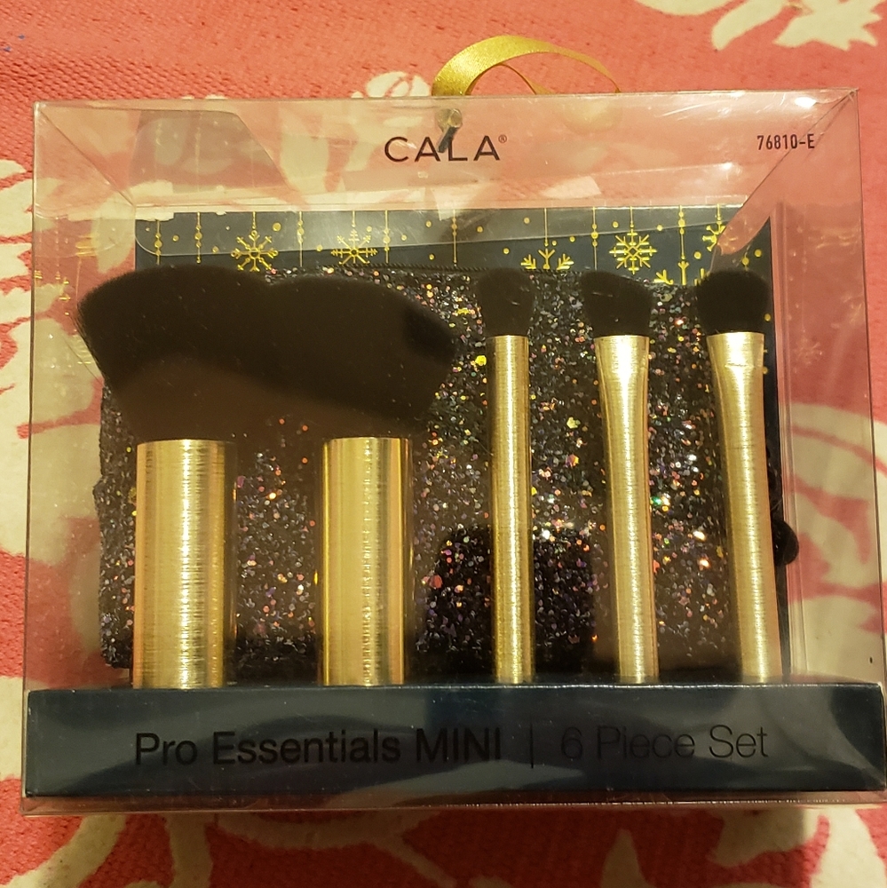 Pro Essentials 6 piece brush and cosmetic case set NWT